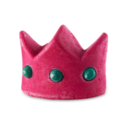 Lord of Misrule. This bright pink, crown-shaped bubble bar showcases three points with three shimmering emerald “gems”.