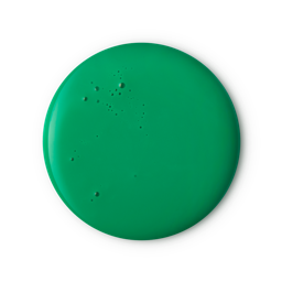 Lord of Misrule shower gel. A circular swatch of deep, bright forest-green shower gel. 