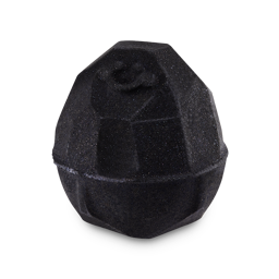 Lump of Coal. A quirky, abstract-shaped bath bomb to represent a lump of coal. It is deep black and dusted with glitter. 