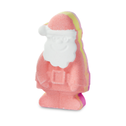 Magical Santa bath bomb. A classic Christmas character with layers of pink, yellow and red make up this Santa.