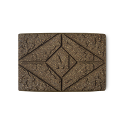 Marron Henna. A brown rectangular block of solid henna hair colour, with a floral design and the letter M pressed on the top.