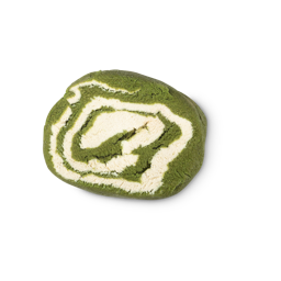 Matcha Bubble Bar. A slice of bubble bar with a green and white swirl pattern running throughout.