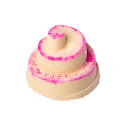 Mrs Whippy Bubble Bar. A cream swirl that looks like the top of a whippy ice cream with pink edges on the ridges.