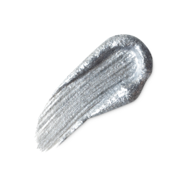 A swatch of shimmery silver liquid eyeliner.