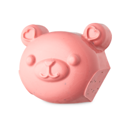 My Li'l Chia Piglet. A pink soap shaped like a happy, smiling, bear character face. Complete with heart-shaped ear.