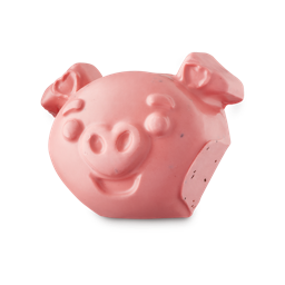 My Li'l Chia Piglet. A pink soap shaped like a happy, smiling, pig character face. Complete with heart-shaped ears and nose.