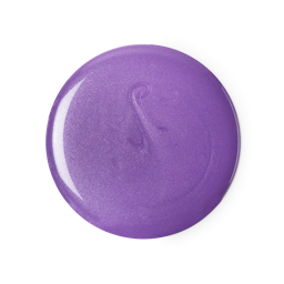 Oudhess. A perfectly circular swatch of glossy, shimmering, purple shower gel.