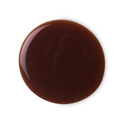 Posh Chocolate. A perfectly circular swatch of thick, glossy, caramel-chocolate-coloured shower gel. 