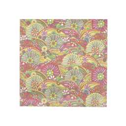 Psychedelic Swirls Lokta Wrap, pastel yellow, white, green and pink swirls pattern.