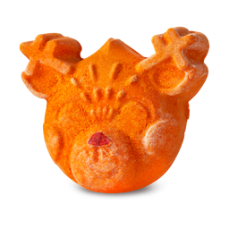 Reindeer. This orange LUSH bubble bar is shaped like the classic Christmas reindeer with a detailed red nose. 