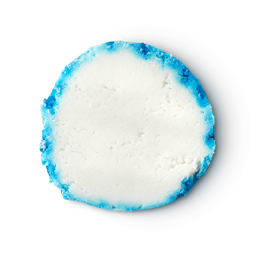 Seaside. A rough, circular shaped bubble bar with a crisp, white centre and subtle blue edged. 