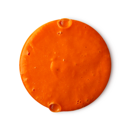 Sparkly Pumpkin. A circular, thick swatch of vibrant, glittery, orange shower slime.