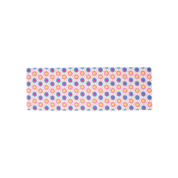 Stargazing Tenugui Wrap, yellow stars, pink and blue dots cover a pink polka dotted pink background.
