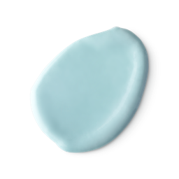 A swatch of thick, pale turquoise blue coloured Tingle body conditioner.