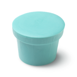 Tingle. A turqouise blue naked body conditioner, shaped like an upside down top hat, with a 'brim' on top of a narrow cylinder.