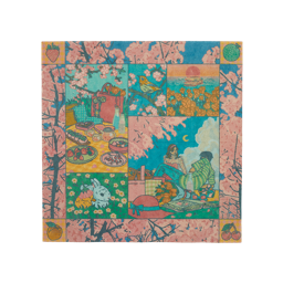When They Bloom. A Korean-art inprired, Spring themes Lokta wrap that shows flowers, fruits, picnics and birds. 
